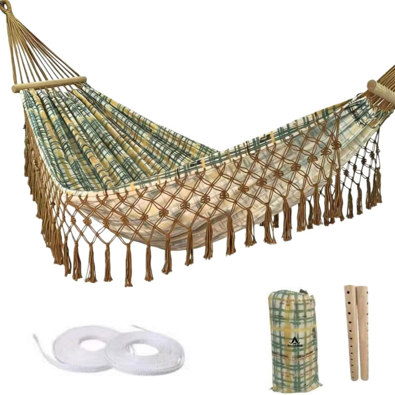 Boho Classic Hammock with Tassel, Max 500lbs Handmade