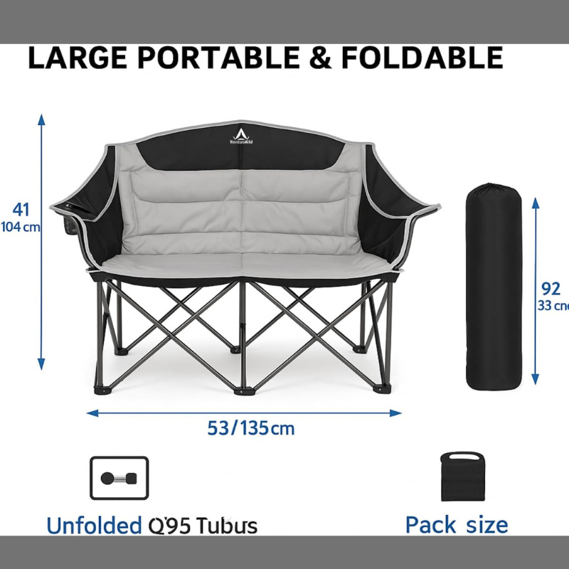 Double Extra-large Folding Portable Camping Chair