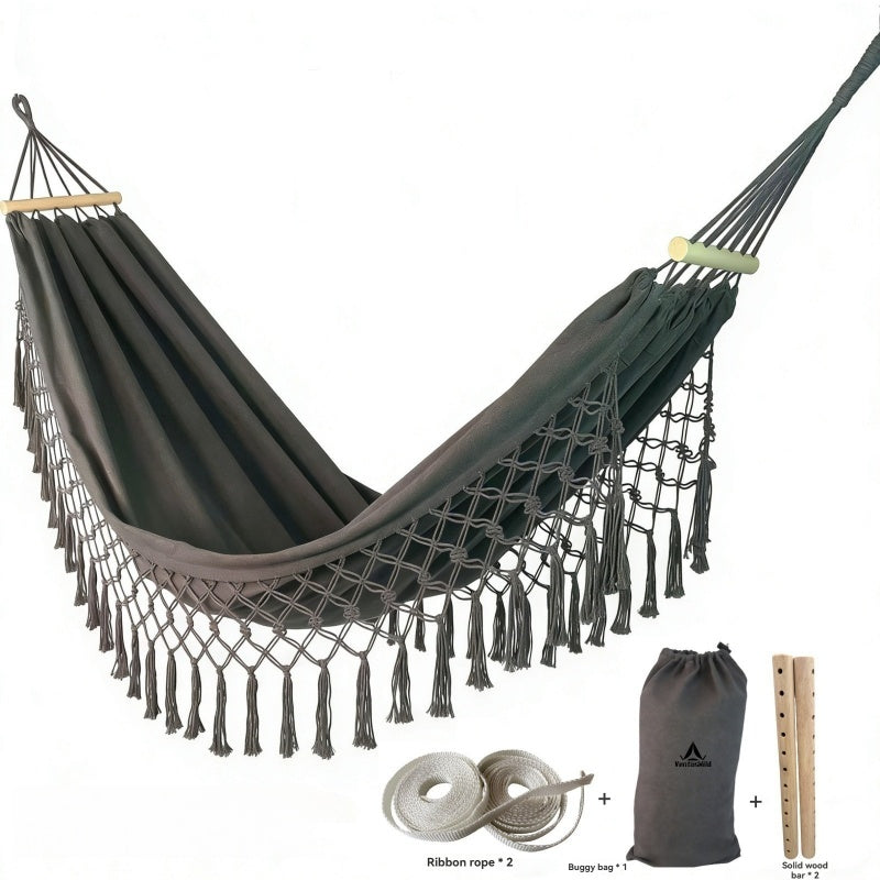 Anti-Roll Fringe Encrypted Canvas Swing Hammock