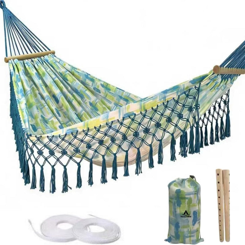 Boho Classic Hammock with Tassel, Max 500lbs Handmade