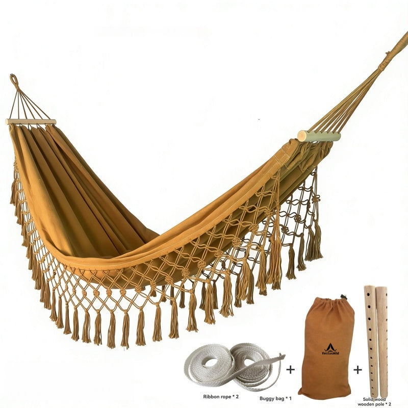 Anti-Roll Fringe Encrypted Canvas Swing Hammock