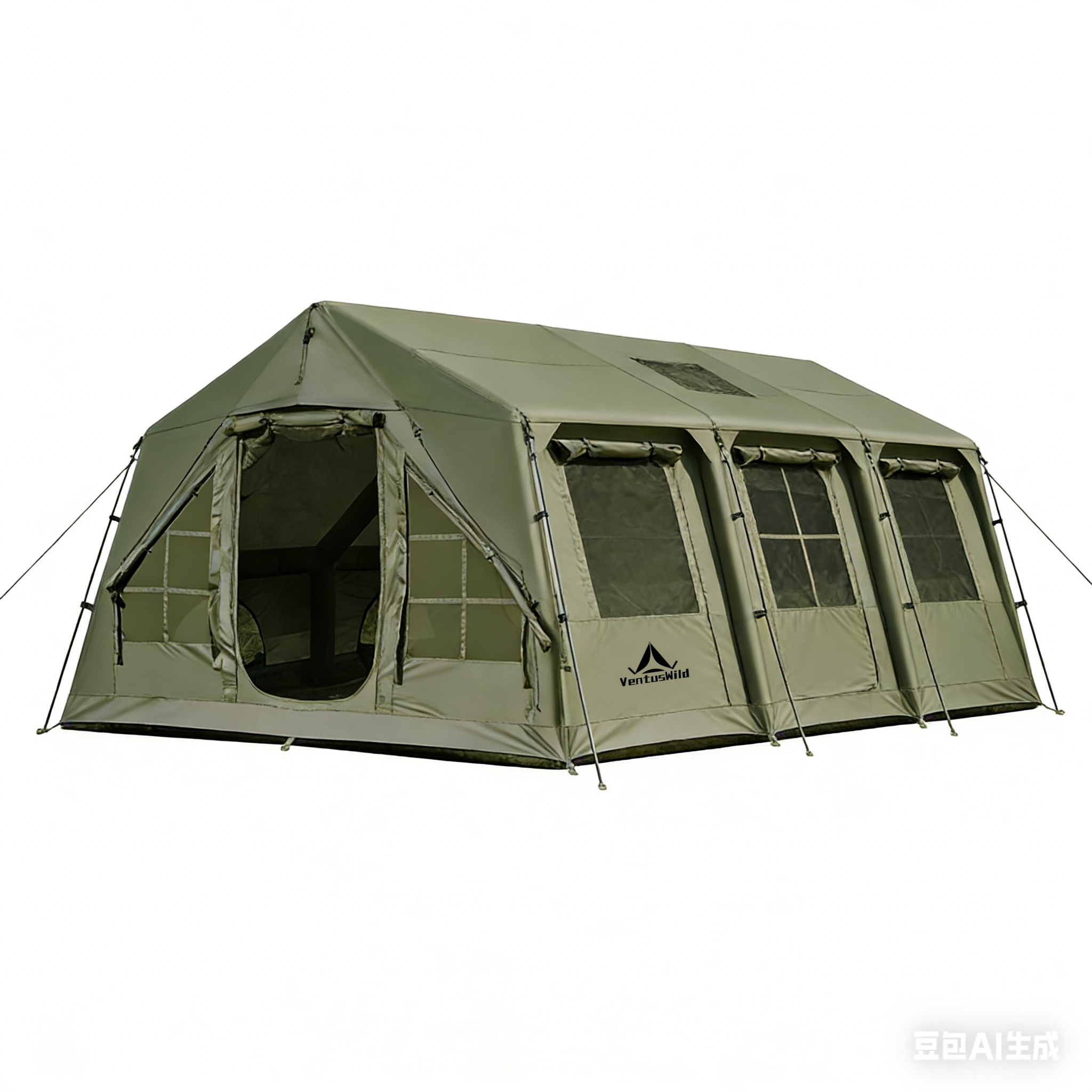 4-Season Inflatable Tent – Waterproof, Windproof, Chimney & AC Vent